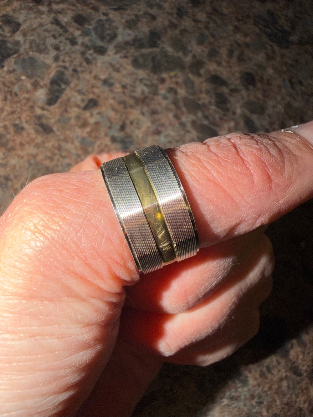Yellow and sterling Silver Men's Band Ring